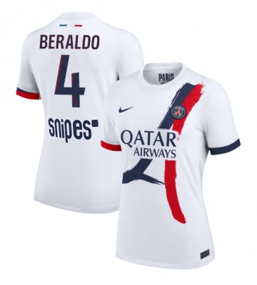 Paris Saint-Germain Lucas Beraldo #4 Udebanetrøje Dame 2025-26 Kortærmet